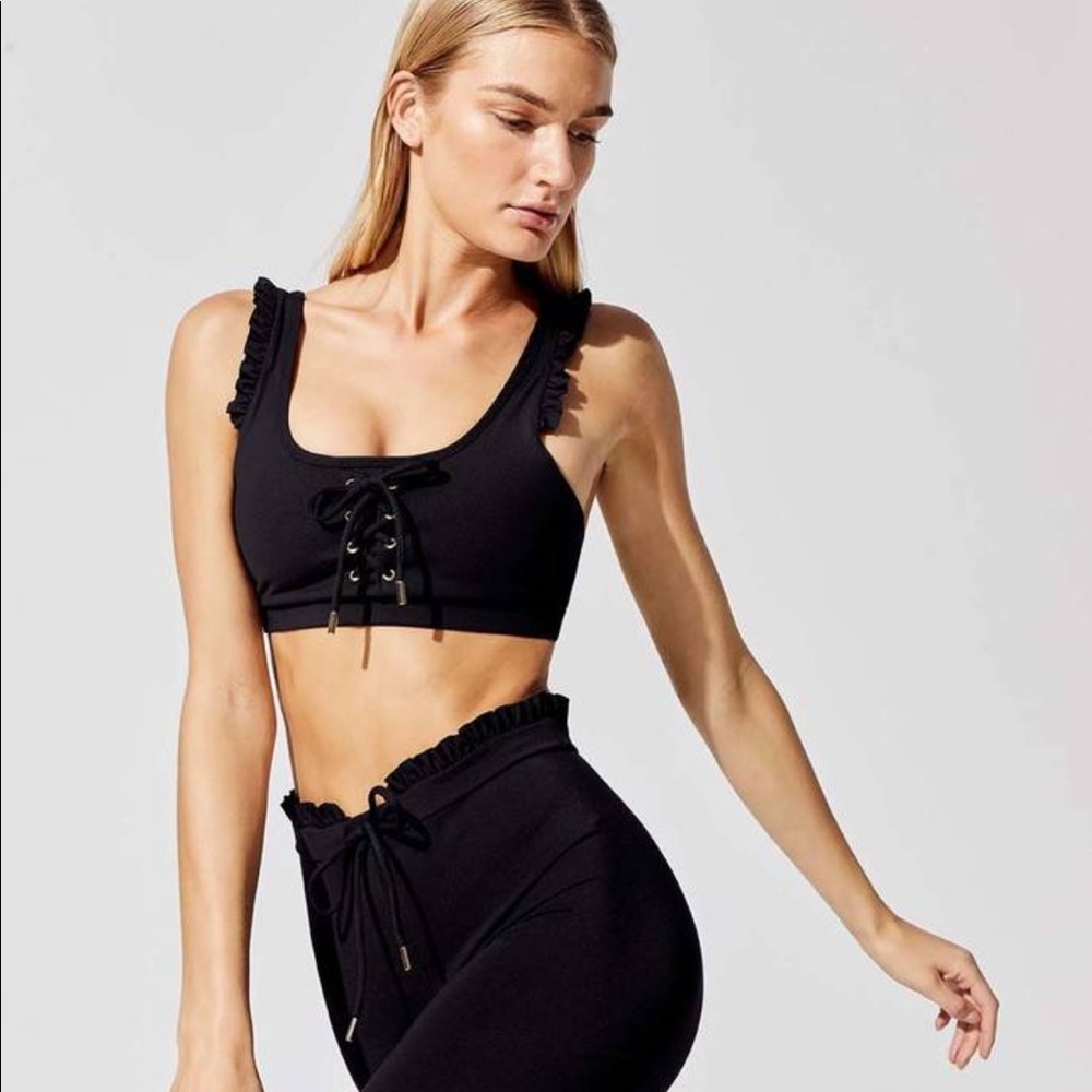 Celestine Lace-Up Ruffle Bra - Carbon38